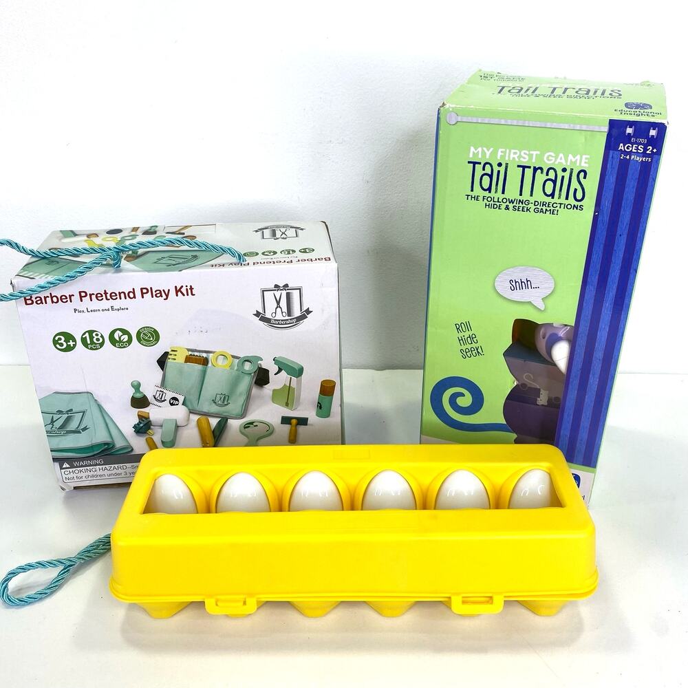 Sensory Toys Set of 3 Shape Matching Hide & Seek Pretend Barber STEM Montessori